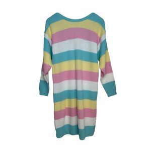 ANNIE ROSE Pastel Striped Mini Sweater Dress Size Medium